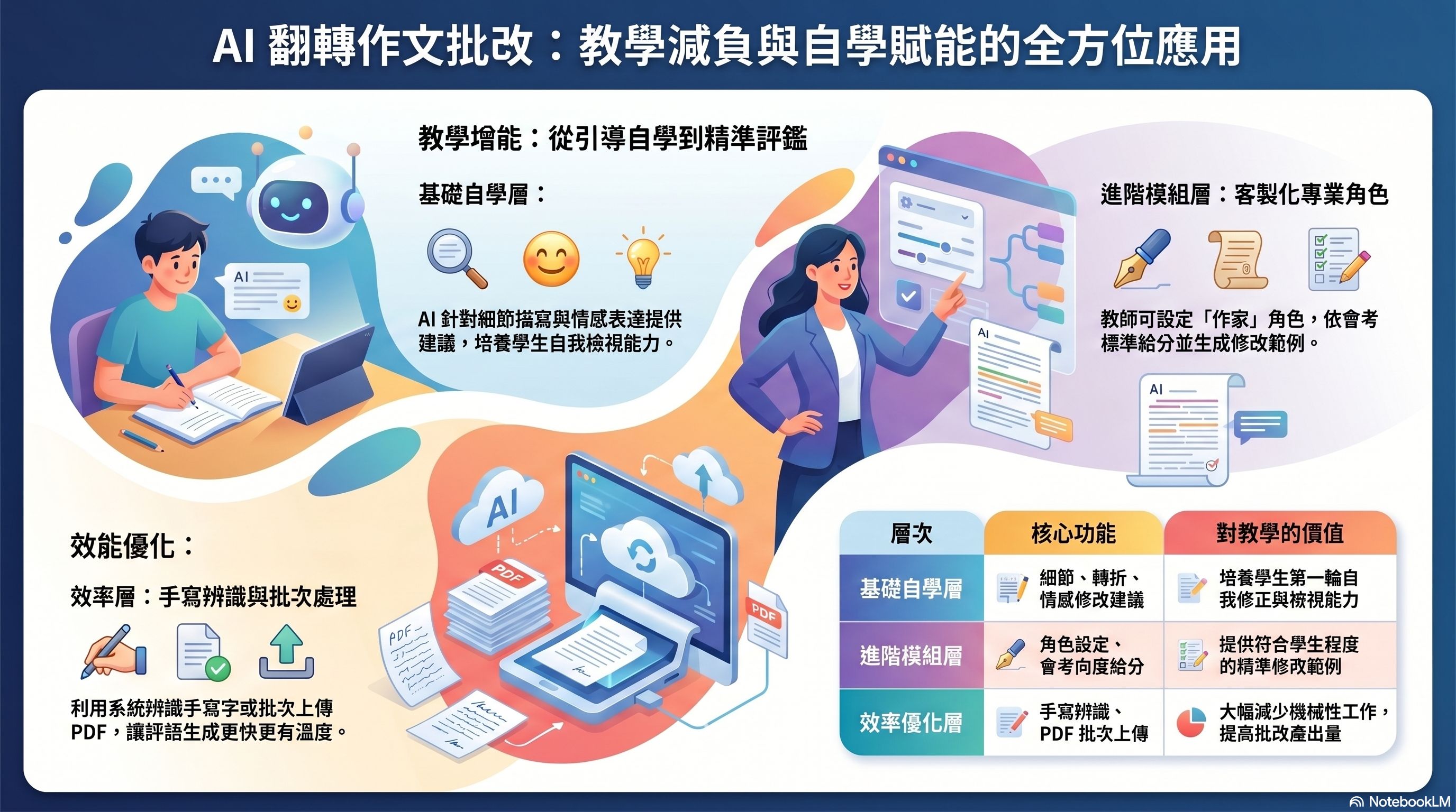 AI翻轉作文批改：教學減負與自學賦能的全方位應用